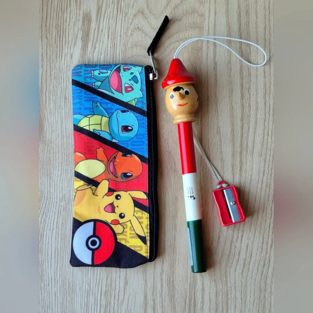 Pokemon Pencil Case Bioworld&New Pinocchio Pencil -Sharpener
